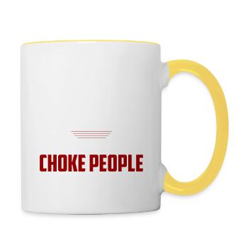 Je soulève pour ne pas étouffer l’entraînement d’haltérophilie Tra - Mug contrasté - blanc/jaune - Droite