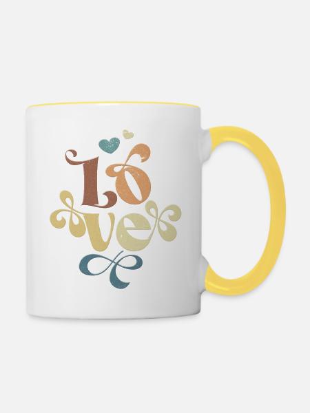 RetroLove - Tasse zweifarbig - Weiß/Gelb