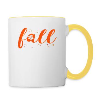 Feuillage d’automne Feuille d’orange Feuilles d’automne Saison colorée - Mug contrasté - blanc/jaune - Droite