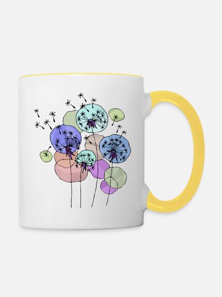Löwenzahn - Tasse zweifarbig - Weiß/Gelb