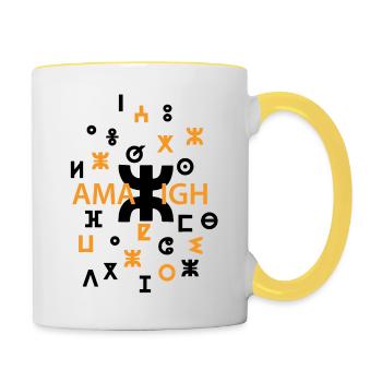 AMAZIGH SYMBOLE BERBERE Z IMAZIGHEN BIJOU KABYL - Mug contrasté - blanc/jaune - Droite