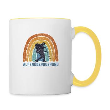 Alpenüberquerung Alpen Wandern - Tasse zweifarbig - Weiß/Gelb - Rechts