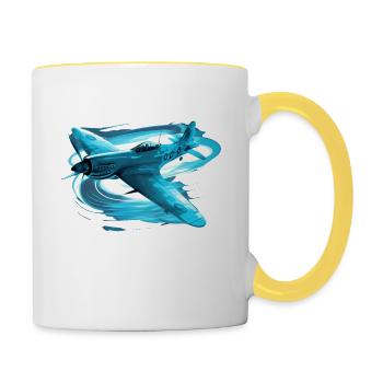 Spitfire Avion Vintage Pilote Aviateur Militaire - Mug contrasté - blanc/jaune - Droite