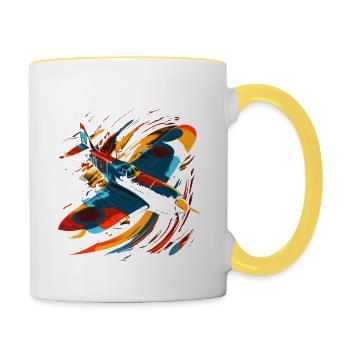 Spitfire Pilote d’avion Aviateur Military Warbirds - Mug contrasté - blanc/jaune - Droite
