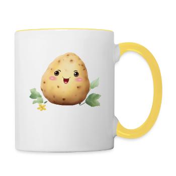 Potato Funny Vegetable Cute Baby Potato Squad - Contrasting Mug - white/yellow - Right
