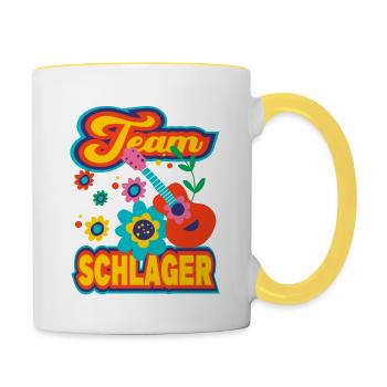 Team Schlager Schlagermusik Schlagerparty - Tasse zweifarbig - Weiß/Gelb - Rechts
