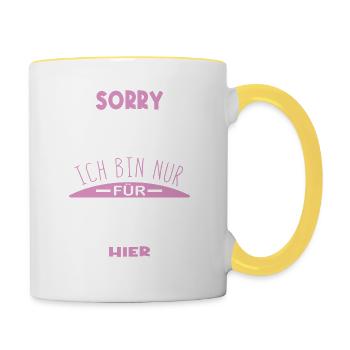 Sorry Jungs Ich bin nur für Schlager hier - Tasse zweifarbig - Weiß/Gelb - Rechts