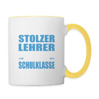 Ich Bin Stolzer Lehrer Abschied Schulklasse - Tasse zweifarbig - Weiß/Gelb - Rechts