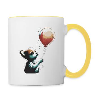 Chihuahua | Ballon | Süßer Hund | Chiwawa | Lustig - Tasse zweifarbig - Weiß/Gelb - Rechts