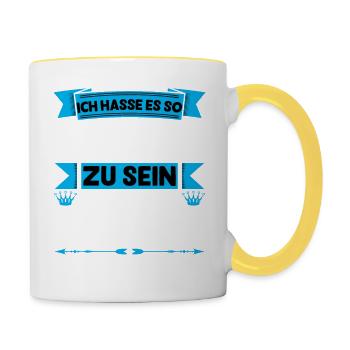 Ich hasse es so sexy zu sein Ich bin Meister funny - Tasse zweifarbig - Weiß/Gelb - Rechts
