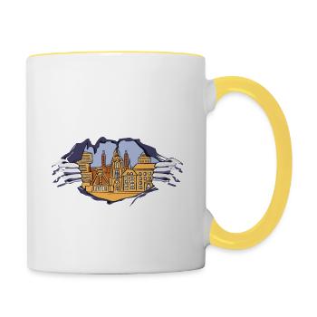 Au cœur de l’ouest Bochum Pott Charbon de la Ruhr Région de la Ruhr - Mug contrasté - blanc/jaune - Droite