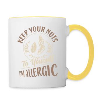Garde tes noix pour toi Je suis allergique Allergie Aw - Mug contrasté - blanc/jaune - Droite