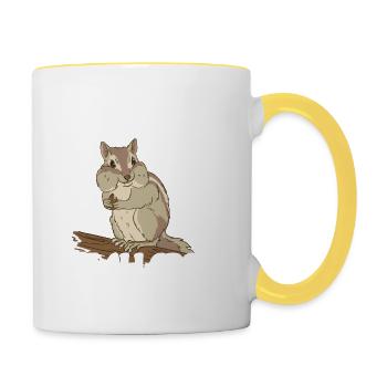 Garde tes noix pour toi Je suis allergique - Mug contrasté - blanc/jaune - Droite