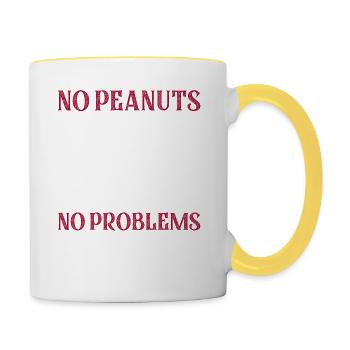 No Peanuts No Problems Nut Allergic Awareness - Tasse zweifarbig - Weiß/Gelb - Rechts