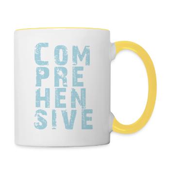 Beherrschung von UMFASSENDEM Wissen - Tasse zweifarbig - Weiß/Gelb - Rechts