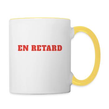 Pile en Retard Humoristique Cadeau - Mug contrasté - blanc/jaune - Droite