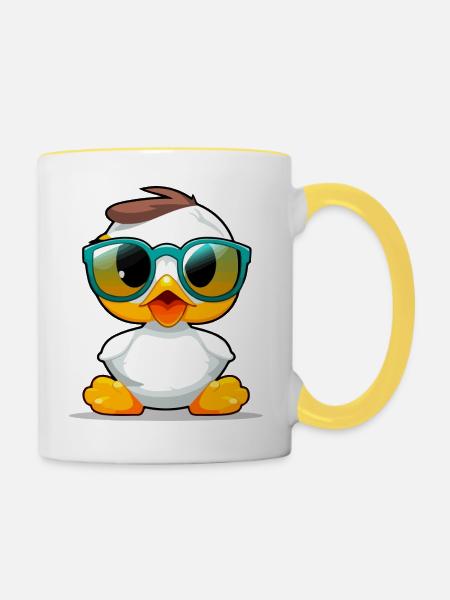 Popy die Ente - Tasse zweifarbig - Weiß/Gelb