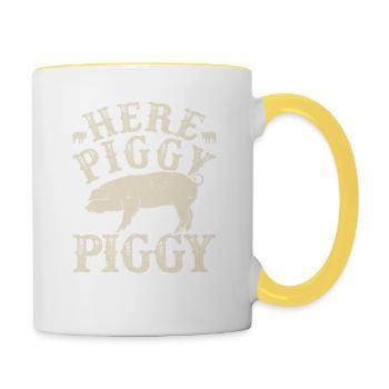 Ici Piggy Piggy Funny Sanglier - Mug contrasté - blanc/jaune - Droite