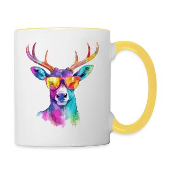 Zazo le cerf - Mug contrasté - blanc/jaune - Droite