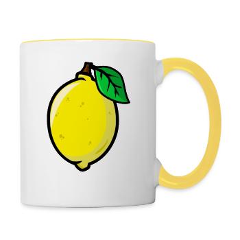 Zitrone Zitronen Zitrusfrucht Pflanze - Tasse zweifarbig - Weiß/Gelb - Rechts