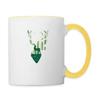 Deer Nature Forest Outdoor Hunting Hunter Antlers - Contrasting Mug - white/yellow - Right