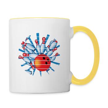 Bowling Bowling Club Skittles Bowler Bowling Club - Contrasting Mug - white/yellow - Right
