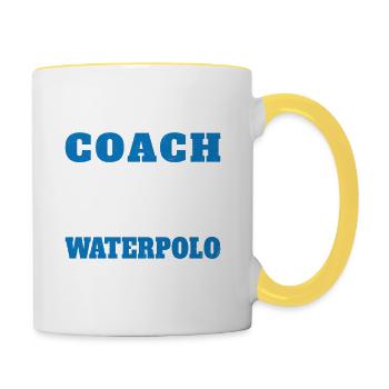 Coach de Super équipe de waterpolo Humour Cadeau - Mug contrasté - blanc/jaune - Droite