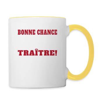 Départ Collègue Travail Bonnce Chance Cadeau Drôle - Mug contrasté - blanc/jaune - Droite