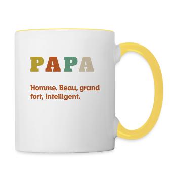 Papa Définition Idée Cadeau pour La Fête des Pères - Mug contrasté - blanc/jaune - Droite