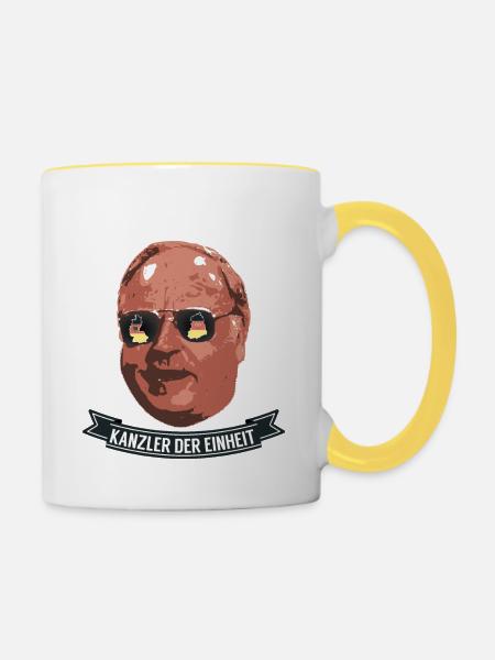 Tag der deutschen Einheit, Kanzler Helmut Kohl - Tasse zweifarbig - Weiß/Gelb