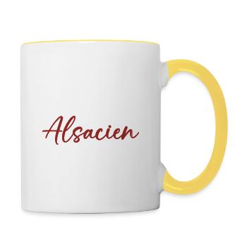 Pas Parfait mais Alsacien Cadeau Humour Alsace - Mug contrasté - blanc/jaune - Droite