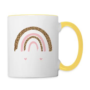 Große Schwester 2024 Boho Regenbogen Design - Tasse zweifarbig - Weiß/Gelb - Rechts