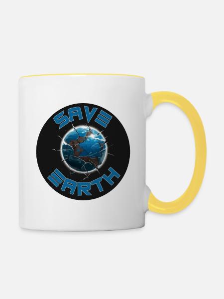 RETTE DIE ERDE - Tasse zweifarbig - Weiß/Gelb