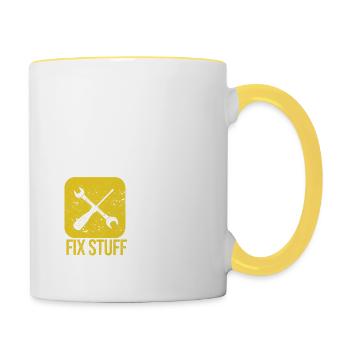 Eat Sleep Fix Stuff Repeat Funny Handyman - Contrasting Mug - white/yellow - Right