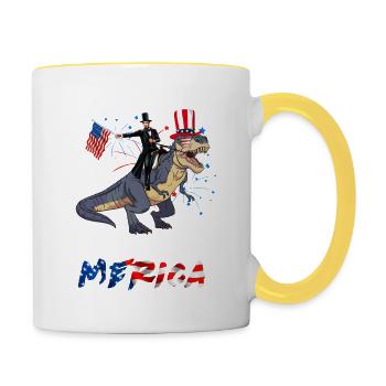 July 4th Because America - Contrasting Mug - white/yellow - Right