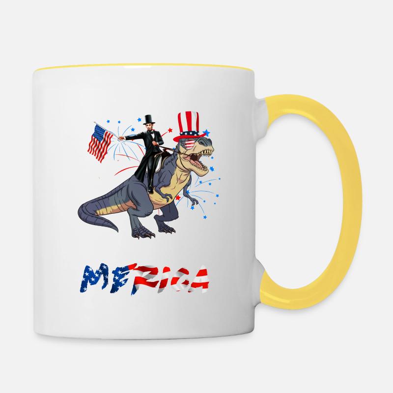 4 juillet Parce que l’Amérique - Mug contrasté - blanc/jaune
