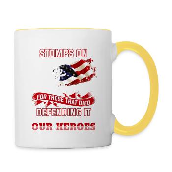 4 juillet Ramenez nos héros - Mug contrasté - blanc/jaune - Droite