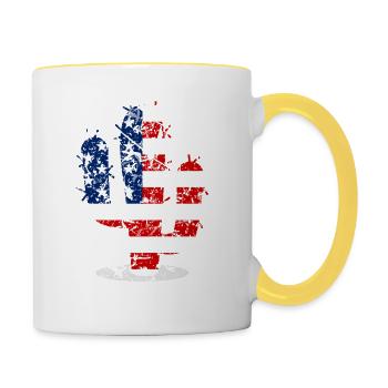 July 4th Cactus US Flag - Contrasting Mug - white/yellow - Right