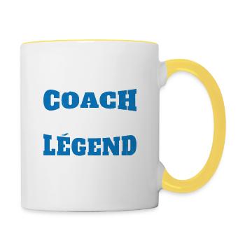 Coach De Légende Humour Coaching Sportif Cadeau - Mug contrasté - blanc/jaune - Droite