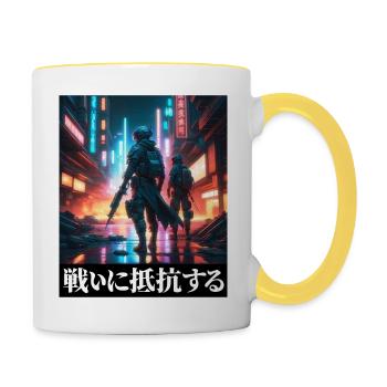 Résistez à l’arrestation du T-shirt Cyberpunk - Mug contrasté - blanc/jaune - Droite