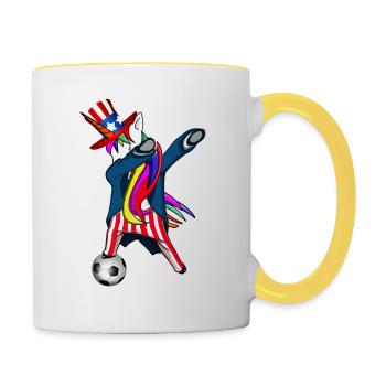 4. Juli Dabbing US-Einhorn - Tasse zweifarbig - Weiß/Gelb - Rechts