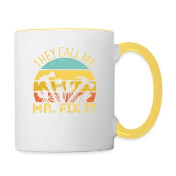 Ils m’appellent M. Fix It Funny Handyman Papa Rétro - Mug contrasté - blanc/jaune - Droite
