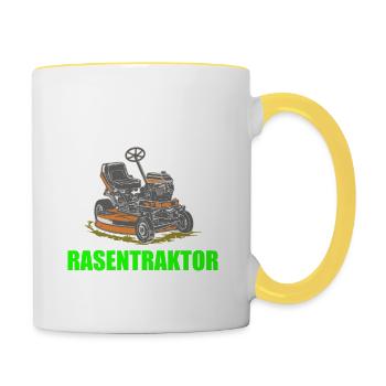 Aus dem Weg ich muss Rasentraktor fahren Garten - Tasse zweifarbig - Weiß/Gelb - Rechts