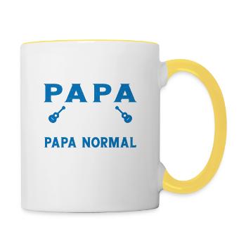 Papa guitariste comme un papa normal plus cool - Mug contrasté - blanc/jaune - Droite