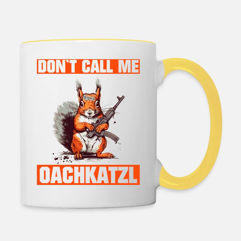 Ne m’appelez pas Oachkatzl dialecte bavarois - Mug contrasté - blanc/jaune