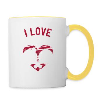 I Love Ping Pong Red Heart Funny Table Tennis - Contrasting Mug - white/yellow - Right
