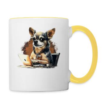 Chihuahua | Home Office Job Work Laptop Tie Funny - Contrasting Mug - white/yellow - Right