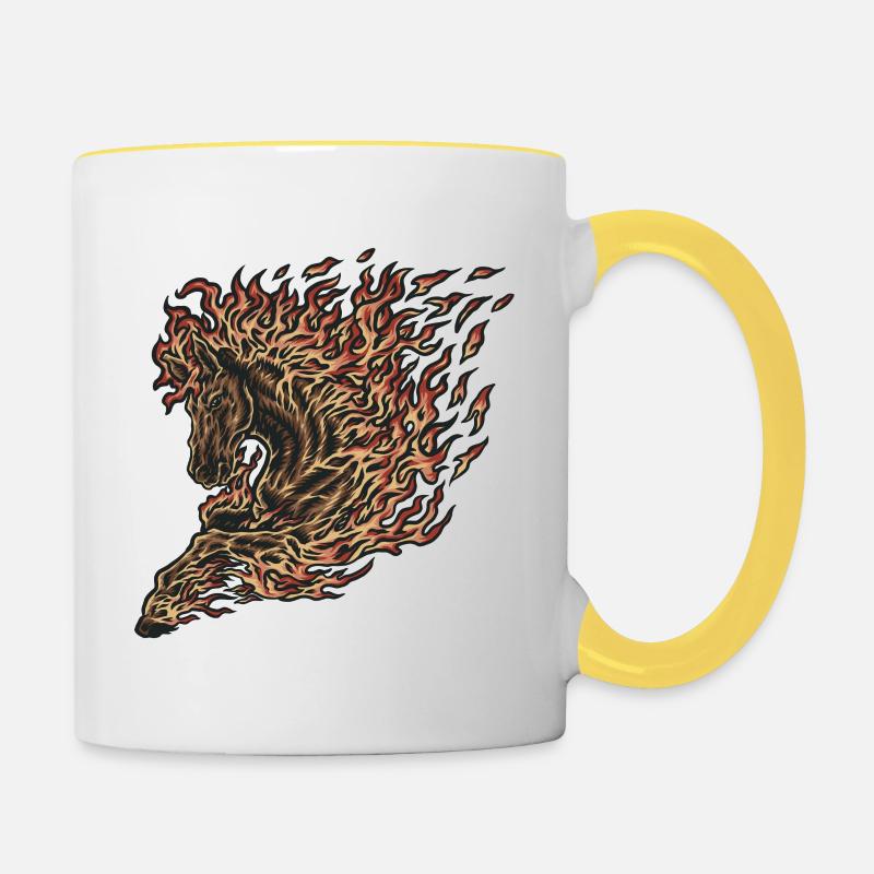 Cheval de feu - Mug contrasté - blanc/jaune