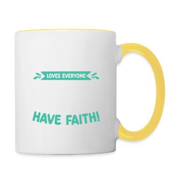Jésus aime chaque verset biblique Croyez Jésus-Christ - Mug contrasté - blanc/jaune - Droite