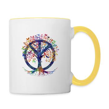 PEACE TREE - Tasse zweifarbig - Weiß/Gelb - Rechts